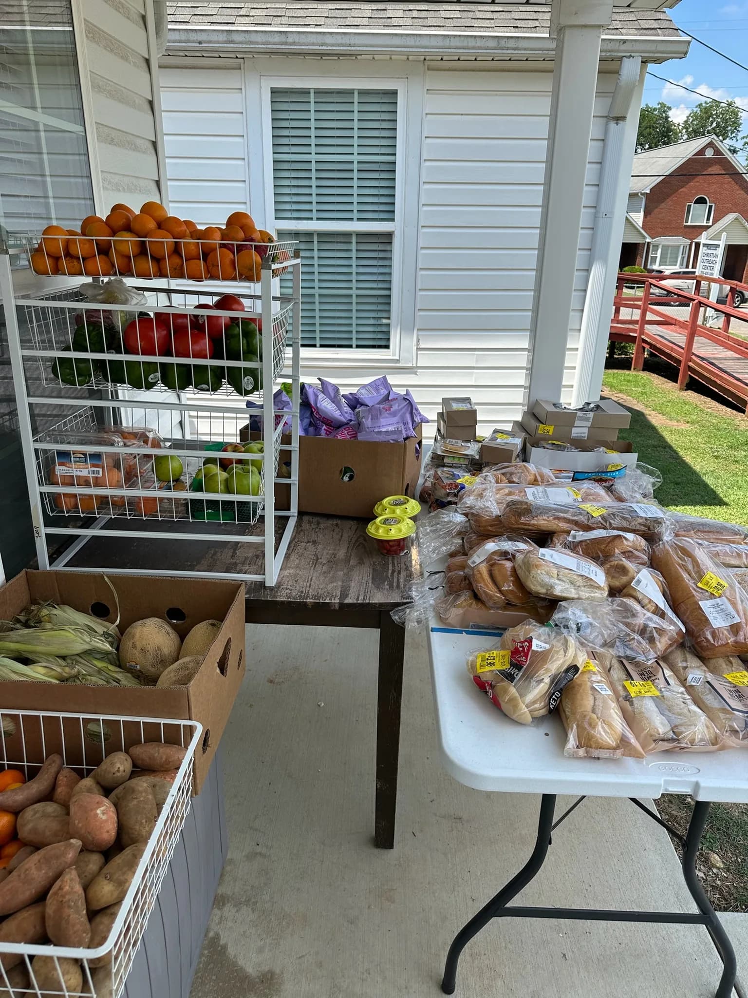 Fresh produce set out for food distribution at JCOC